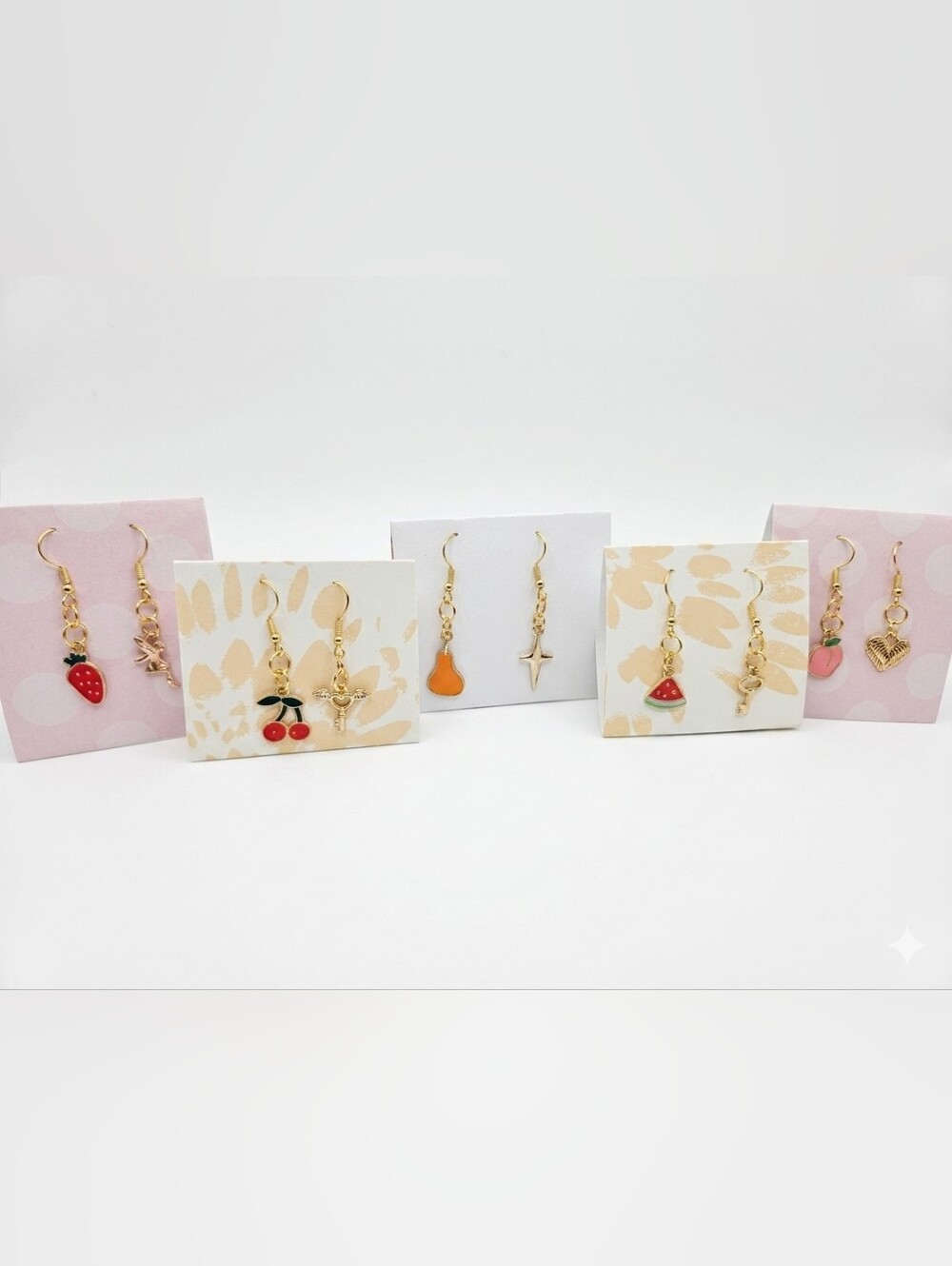 Fruity Dangle Earrings - Gold Tone, Summer